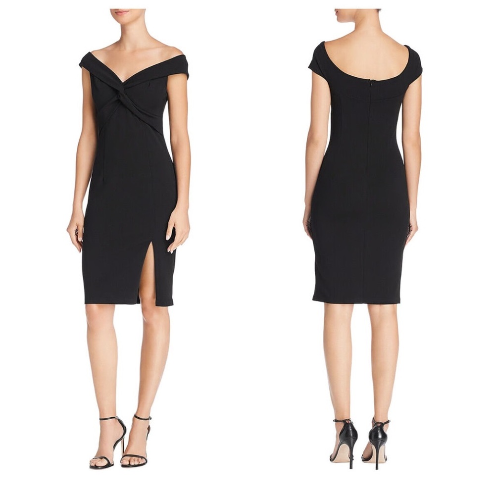 Aqua Black Off-Shoulder Midi Dress